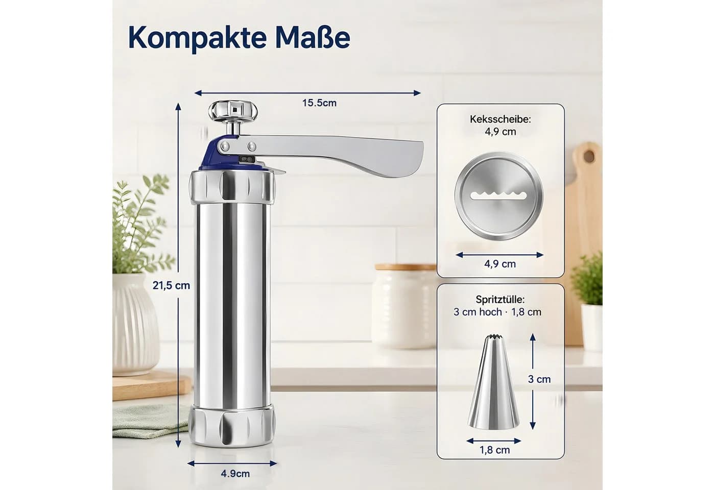 AIMAX Edelstahl Gebäckpresse mit 20 Schablonen & 8 Tüllen