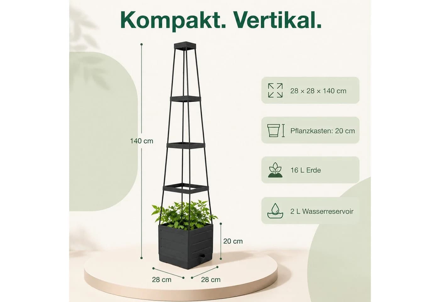 AIMAX Pflanzkübel Tomatentopf mit Rankhilfe Selbstbewässerung