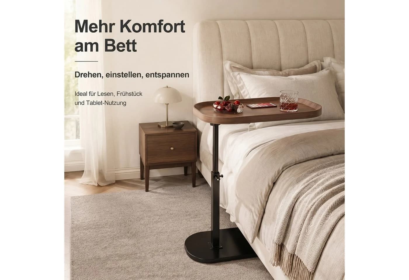 AIMAX Beistelltisch C-Form Höhenverstellbar Braun - Bild 5