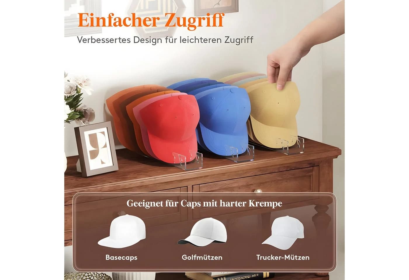 AIMAX Cap Organizer 2er-Set Acryl Kappenhalter transparent - Bild 4