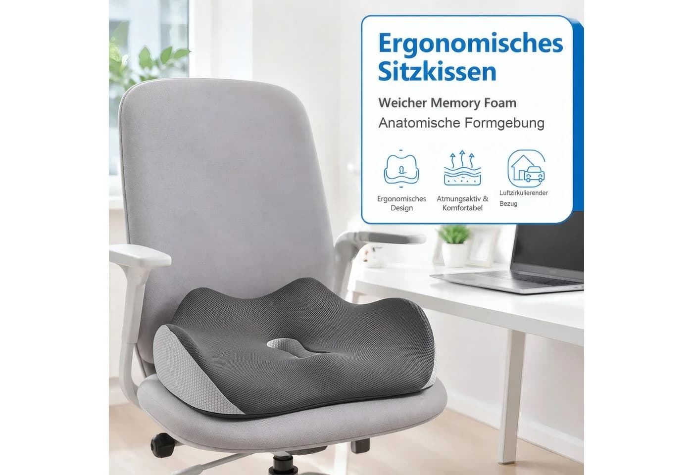 AIMAX Orthopädisches Memory-Foam Steißbeinkissen Ergonomisch - Bild 3