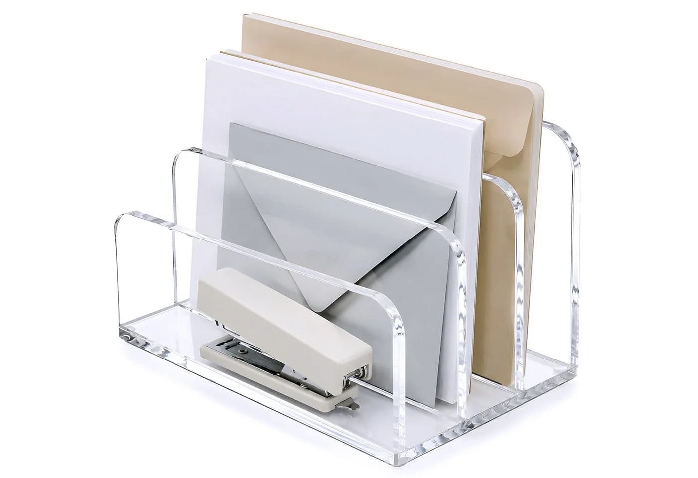 AIMAX Briefhalter Acryl 3-Fächer Schreibtisch Organizer Transparent - Bild 2
