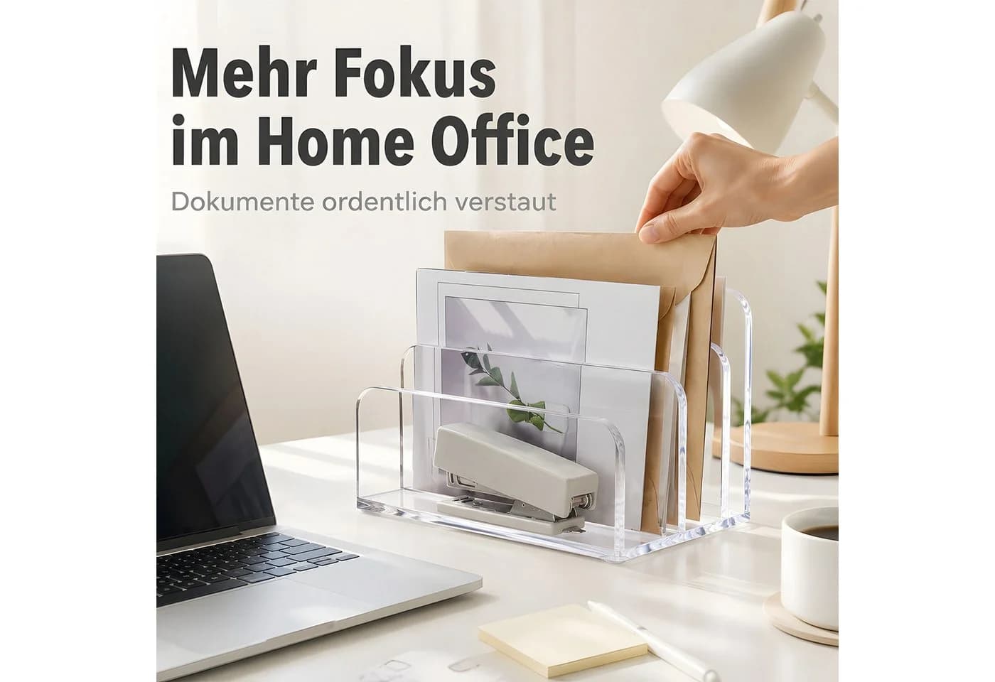 AIMAX Briefhalter Acryl 3-Fächer Schreibtisch Organizer Transparent - Bild 5