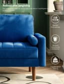 Dripex Samtsofa 2-Sitzer Blau mit Holzfüßen Bild 5