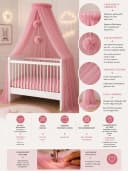 Baby Fancyroom Betthimmel Rosa 12 Meter Tüll Kinderbett Gitterbett Bild 1