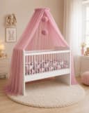 Baby Fancyroom Betthimmel Rosa 12 Meter Tüll Kinderbett Gitterbett Bild 2