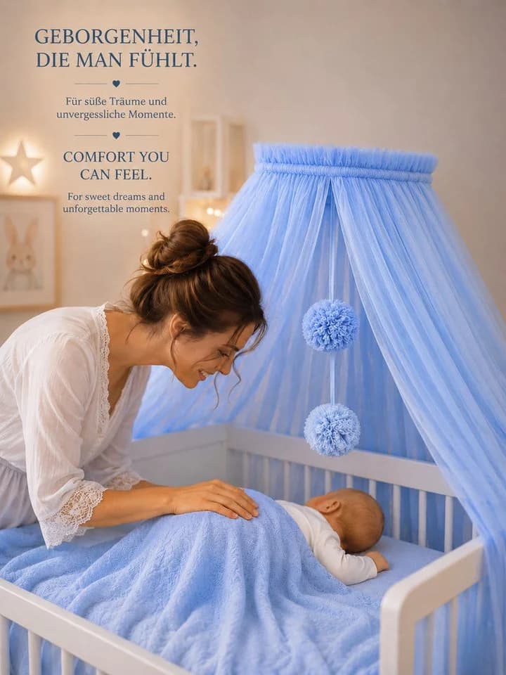 Baby Fancyroom Betthimmel Blau 12m Tüll Kinderbett