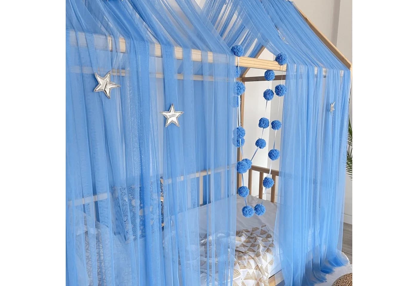 Baby Fancyroom Betthimmel Tüll Hausbett Kinderbett 340cm/380cm Blau Montessori - Bild 3
