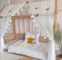 Baby Fancyroom Betthimmel Tüll Set mit Pomponkette Weiß Bild 1