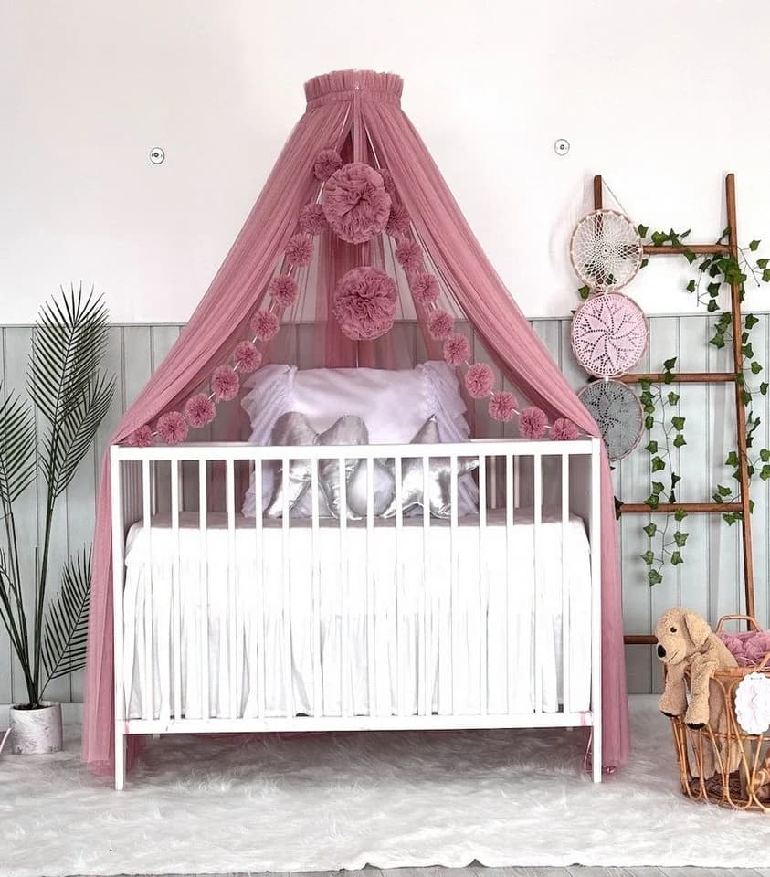 Baby Fancyroom Betthimmel Rosa 12 Meter Tüll Kinderbett - Bild 3
