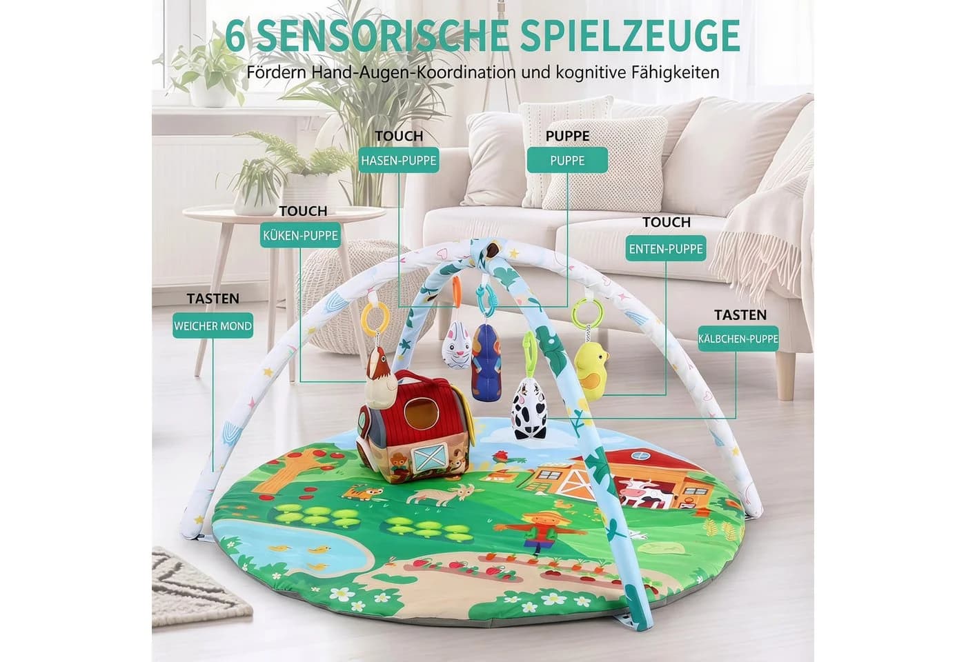 oyajia Spielbogen Baby Spielmatte Krabbeldecke Grün