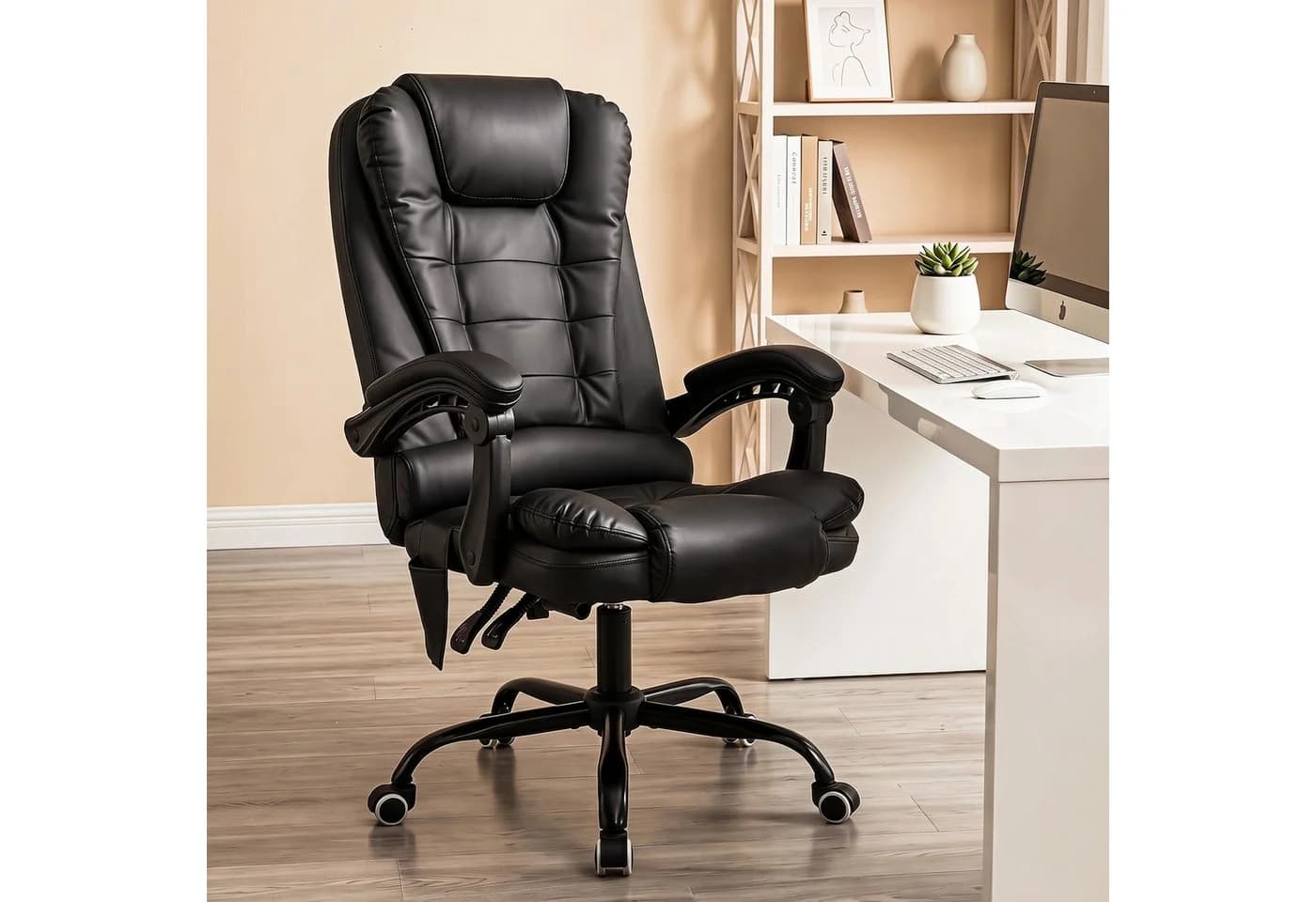 oyajia Bürostuhl Ergonomisch Schwarz Kunstleder Massage - Bild 2