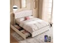 oyajia Polsterbett Beige mit LED, 4 Schubladen & Ladestation Bild 1