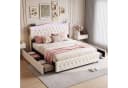 oyajia Polsterbett LED mit Stauraum und Ladefunktion Beige Bild 2