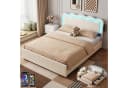 oyajia Polsterbett mit LED, Ladestation & Schubladen Beige Bild 2