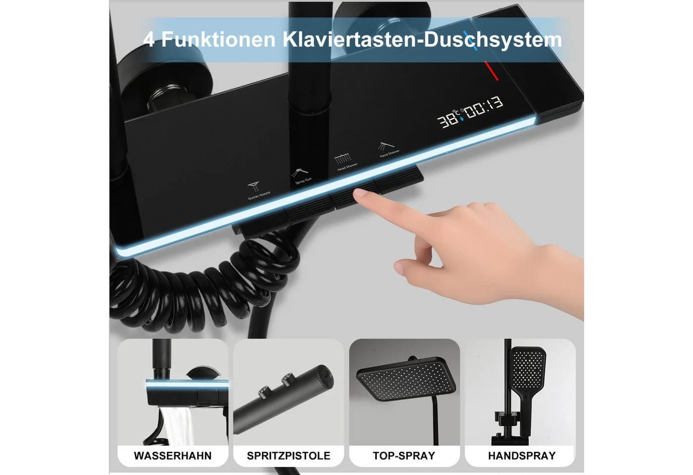 oyajia Duschsystem mit Regendusche & Digitalanzeige - Bild 3