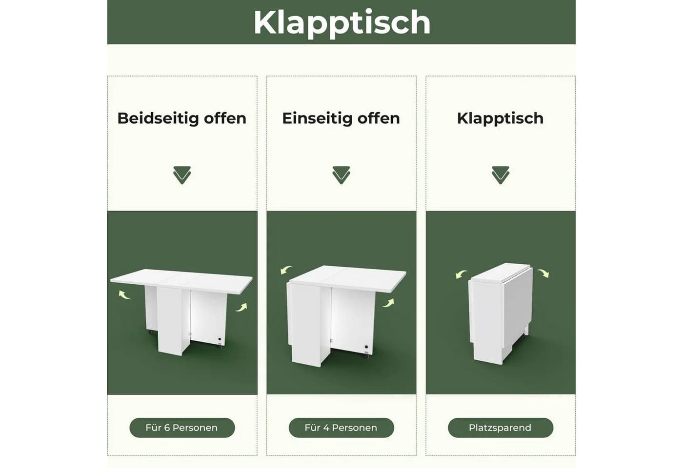 oyajia Klapptisch Esstisch Weiß mit Ablage - Bild 5