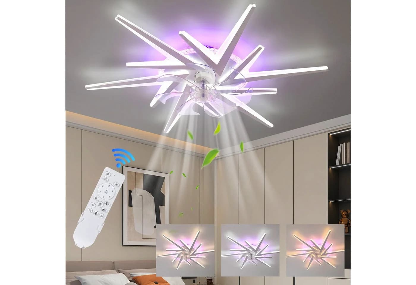 oyajia Deckenleuchte mit Ventilator LED 5800LM Fernbedienung - Bild 2