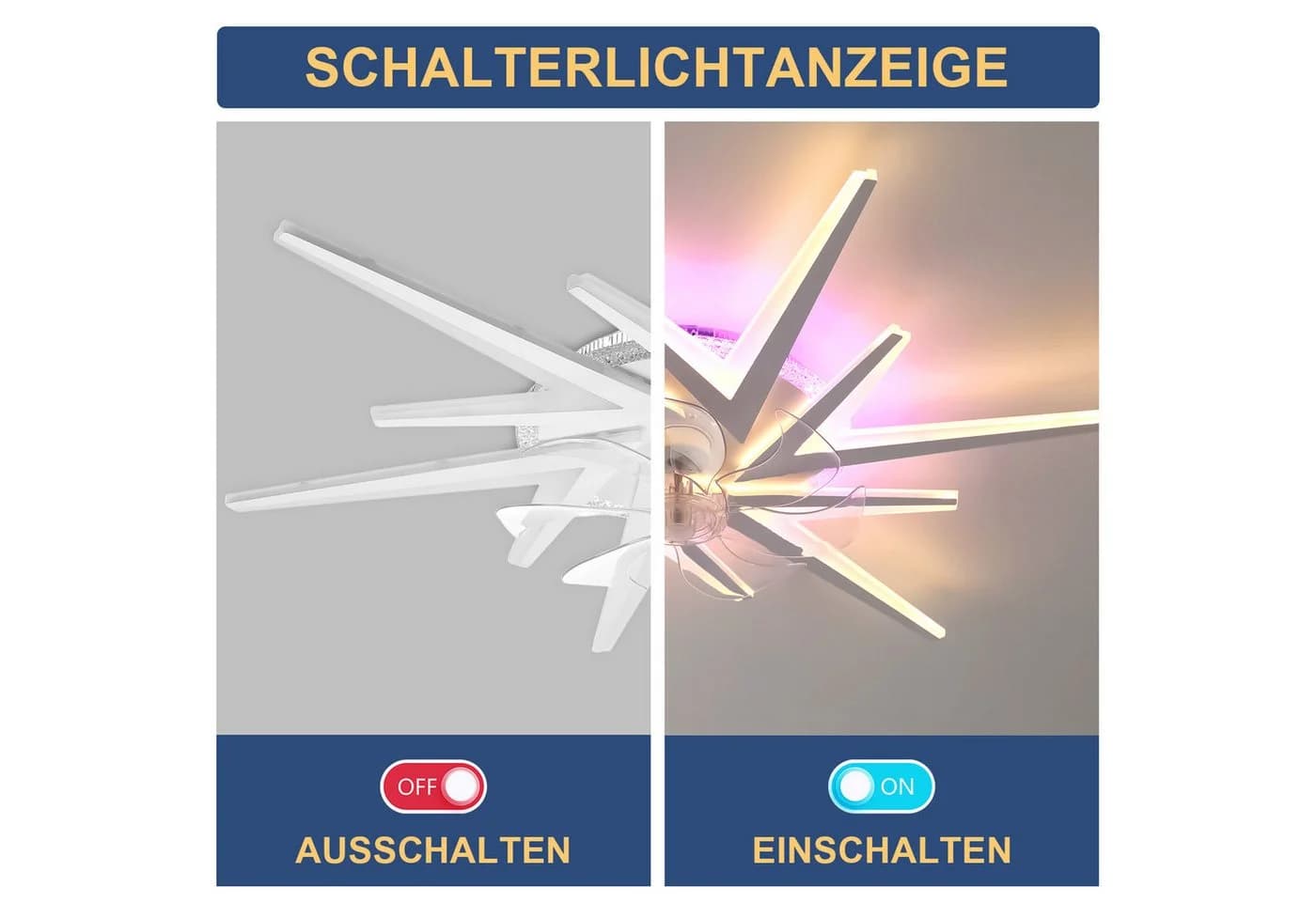 oyajia Deckenleuchte mit Ventilator LED 5800LM Fernbedienung - Bild 4