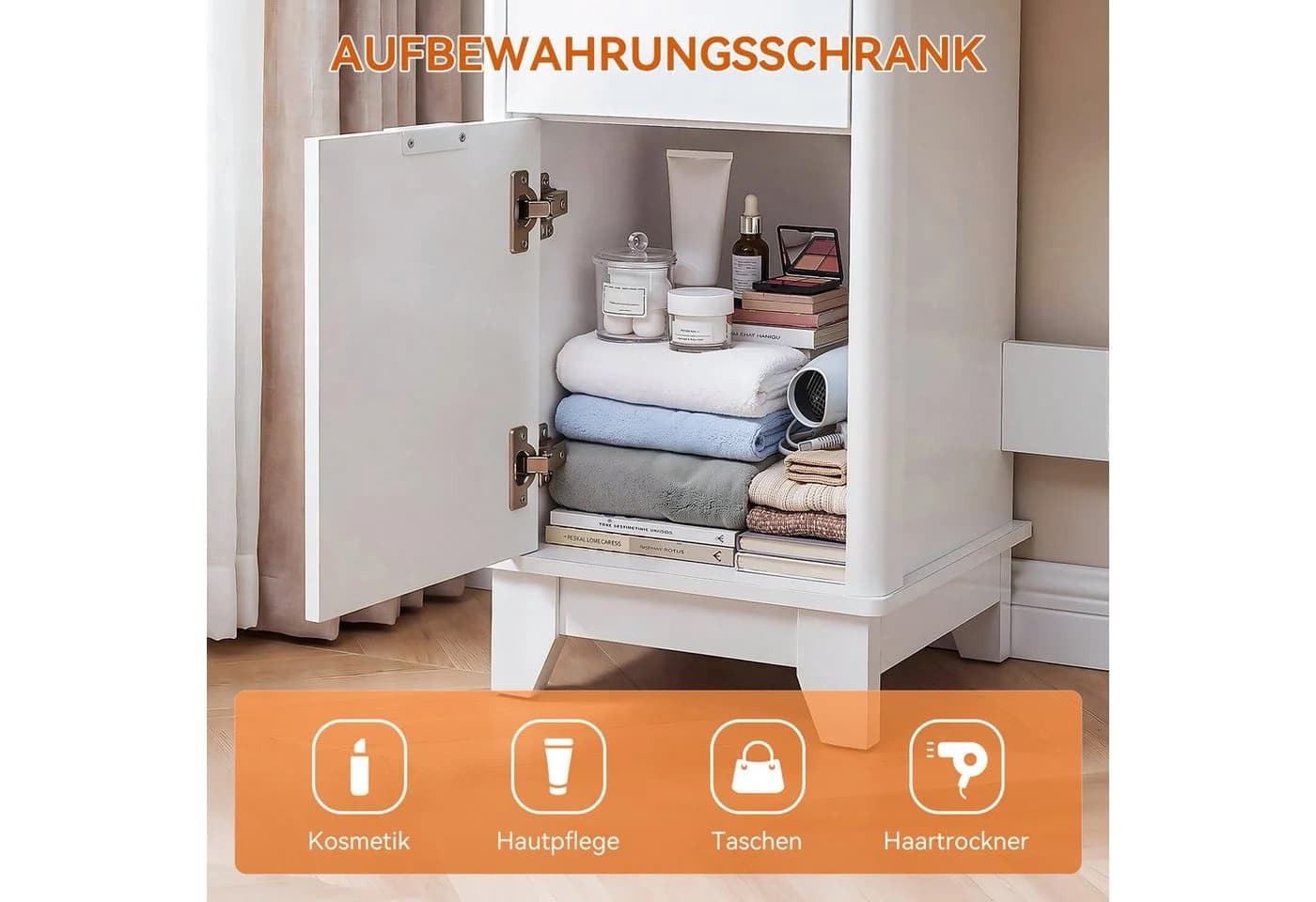 oyajia Schminktisch mit LED-Beleuchtung, Spiegel und Hocker Weiß - Bild 5