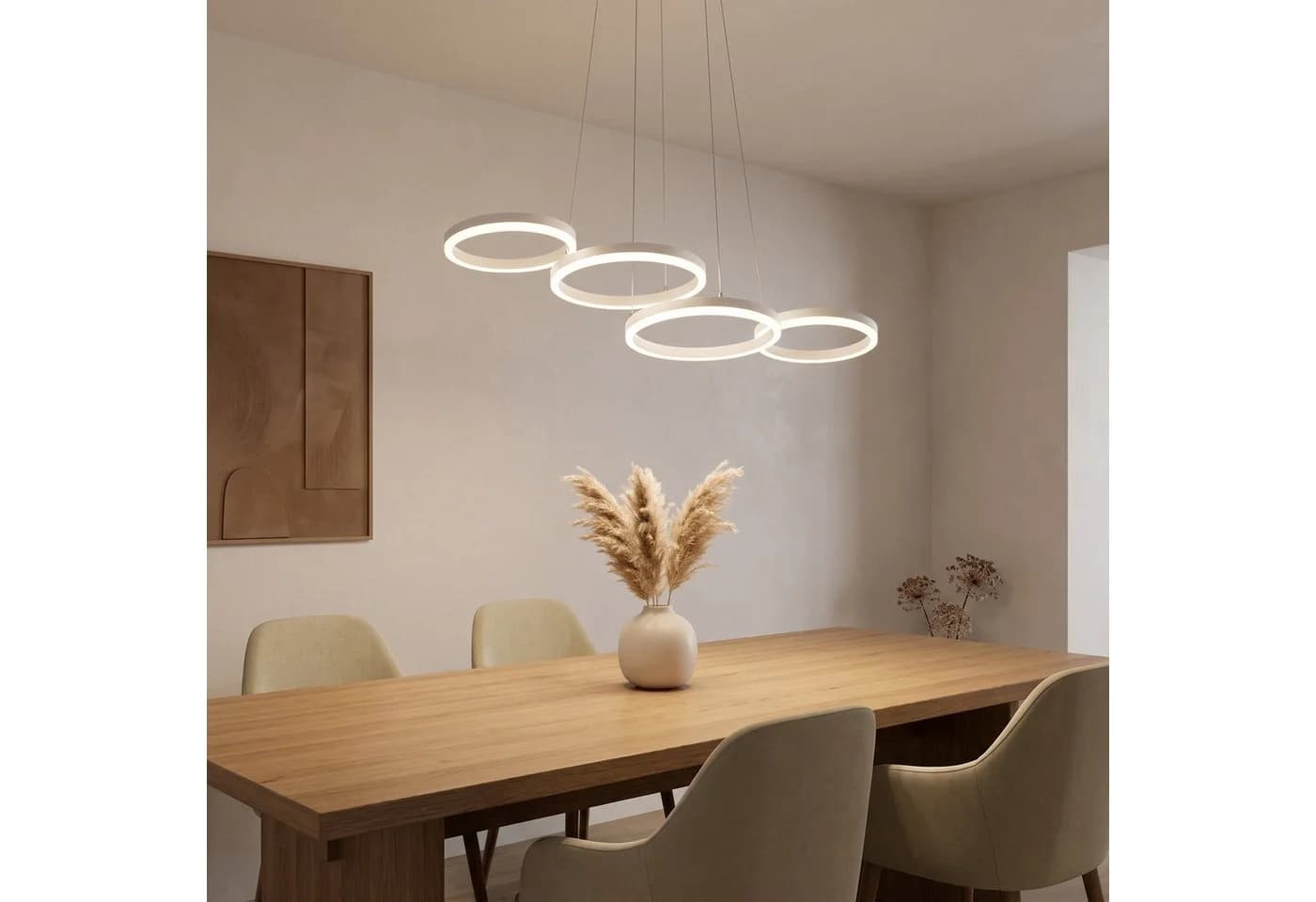 oyajia LED Pendelleuchte 30W Dimmbar 88cm Weiß mit Fernbedienung - Bild 3