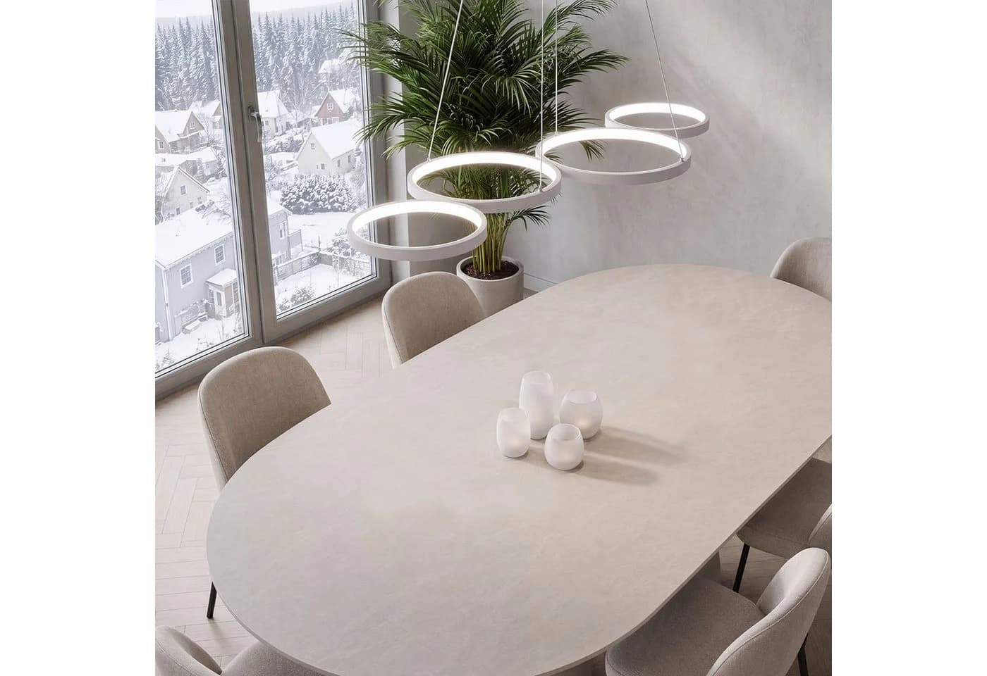 oyajia LED Pendelleuchte 30W Dimmbar 88cm Weiß mit Fernbedienung - Bild 5
