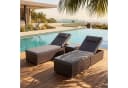 oyajia Gartenliege 2-Personen Polyrattan Sonnenliege mit Glastisch Bild 1