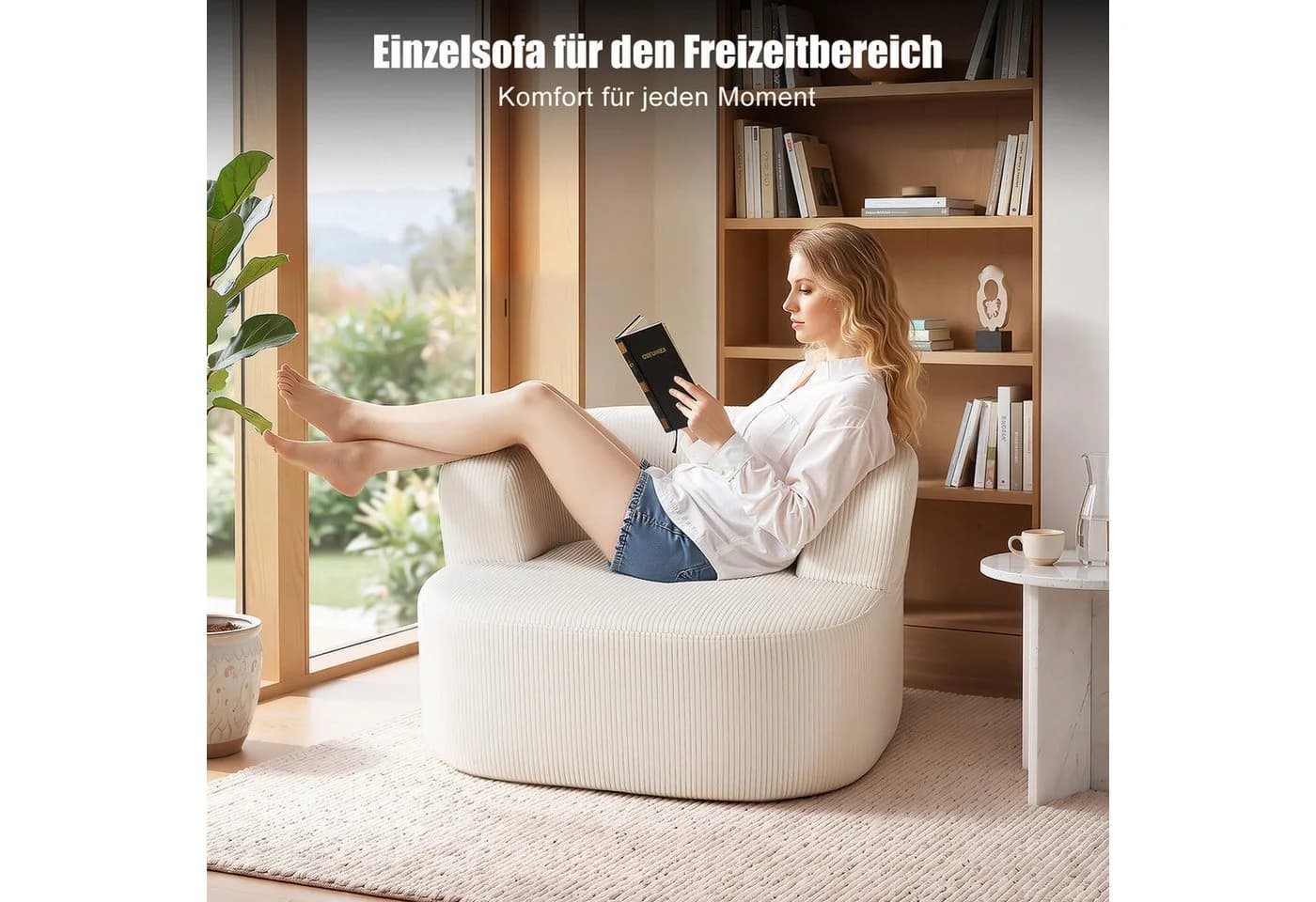oyajia Relaxsessel Cord Beige Modern