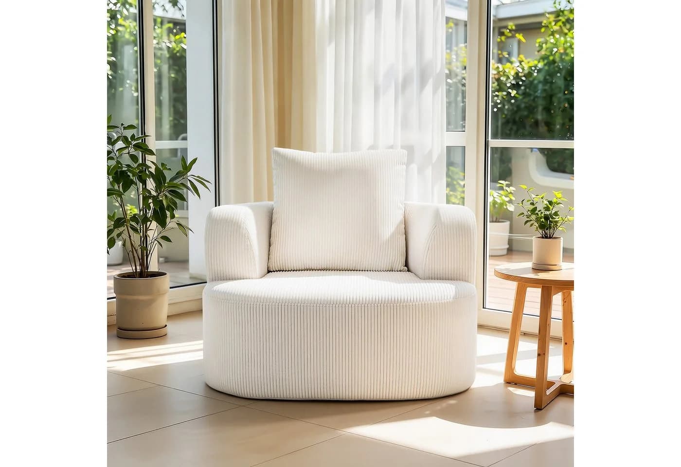 oyajia Relaxsessel Cord Beige Modern - Bild 2