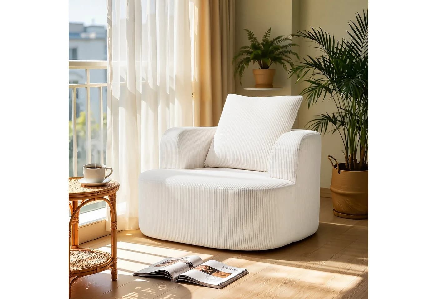 oyajia Relaxsessel Cord Beige Modern - Bild 3