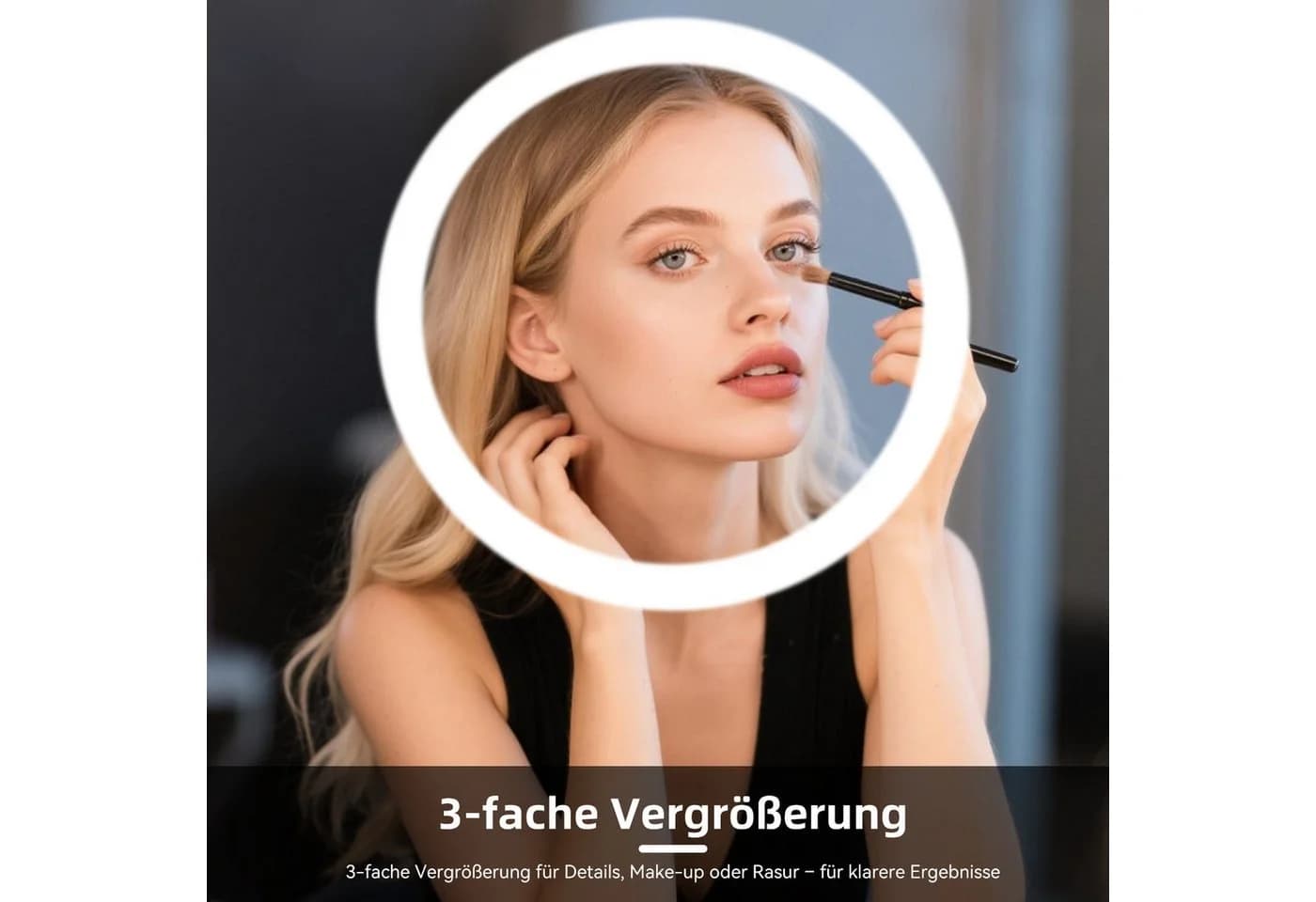 OYAJIA Badspiegel mit LED-Beleuchtung, Antibeschlag, Touch-Steuerung, Schwarz - Bild 5