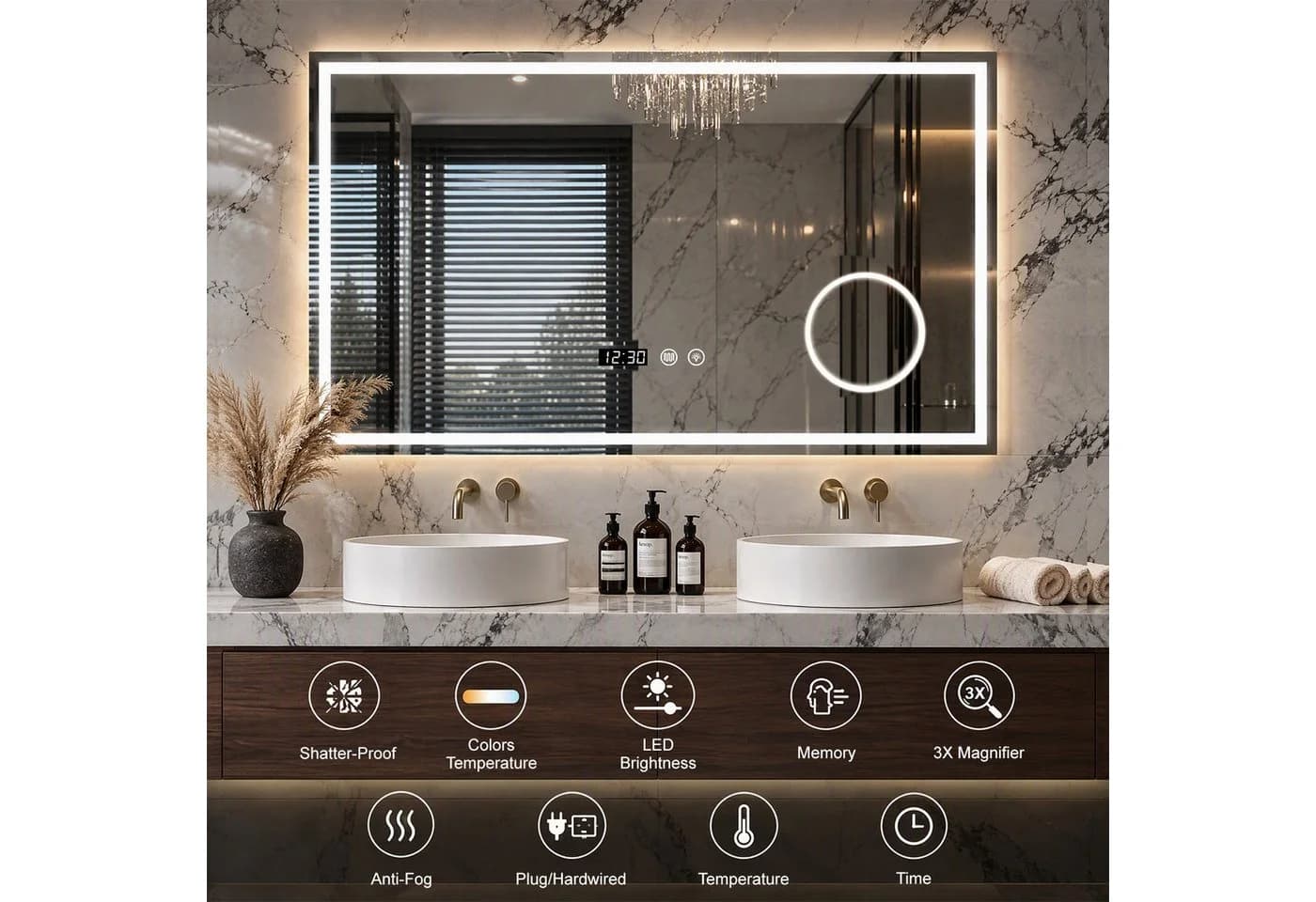 oyajia LED Badspiegel mit 3-fach Vergrößerung, Touch & Dimmbar - Bild 4