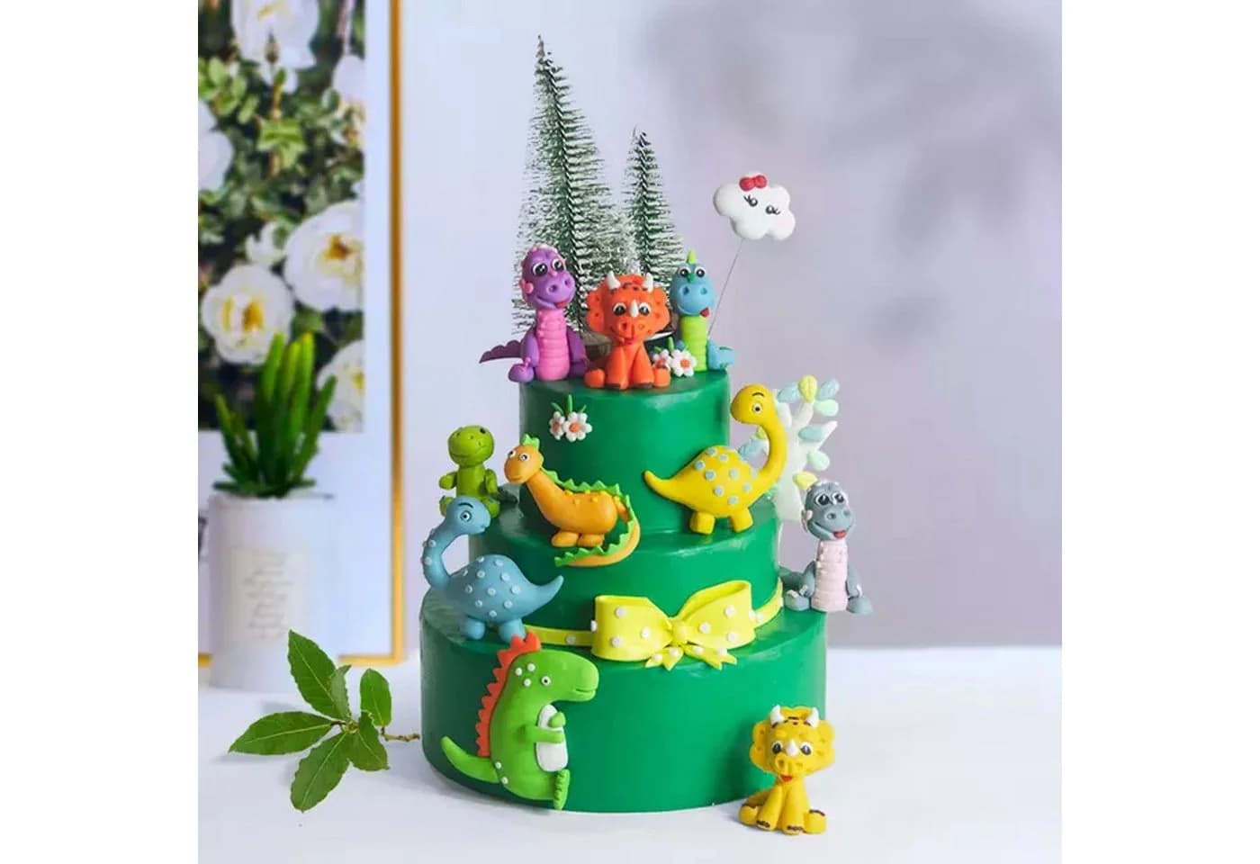 PartyFlamingo Dino Figuren Tortentopper Set 5-teilig Clay