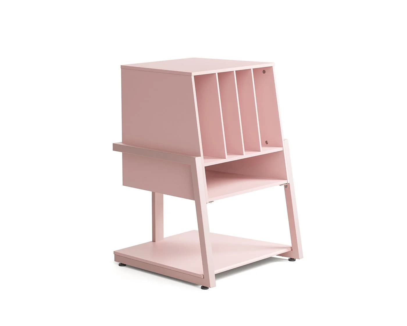 FITUEYES TV-Regal Plattenspieler Tisch HiFi Rack Holz Metall Rosa - Bild 2