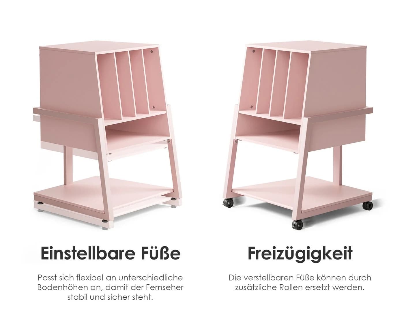 FITUEYES TV-Regal Plattenspieler Tisch HiFi Rack Holz Metall Rosa - Bild 5