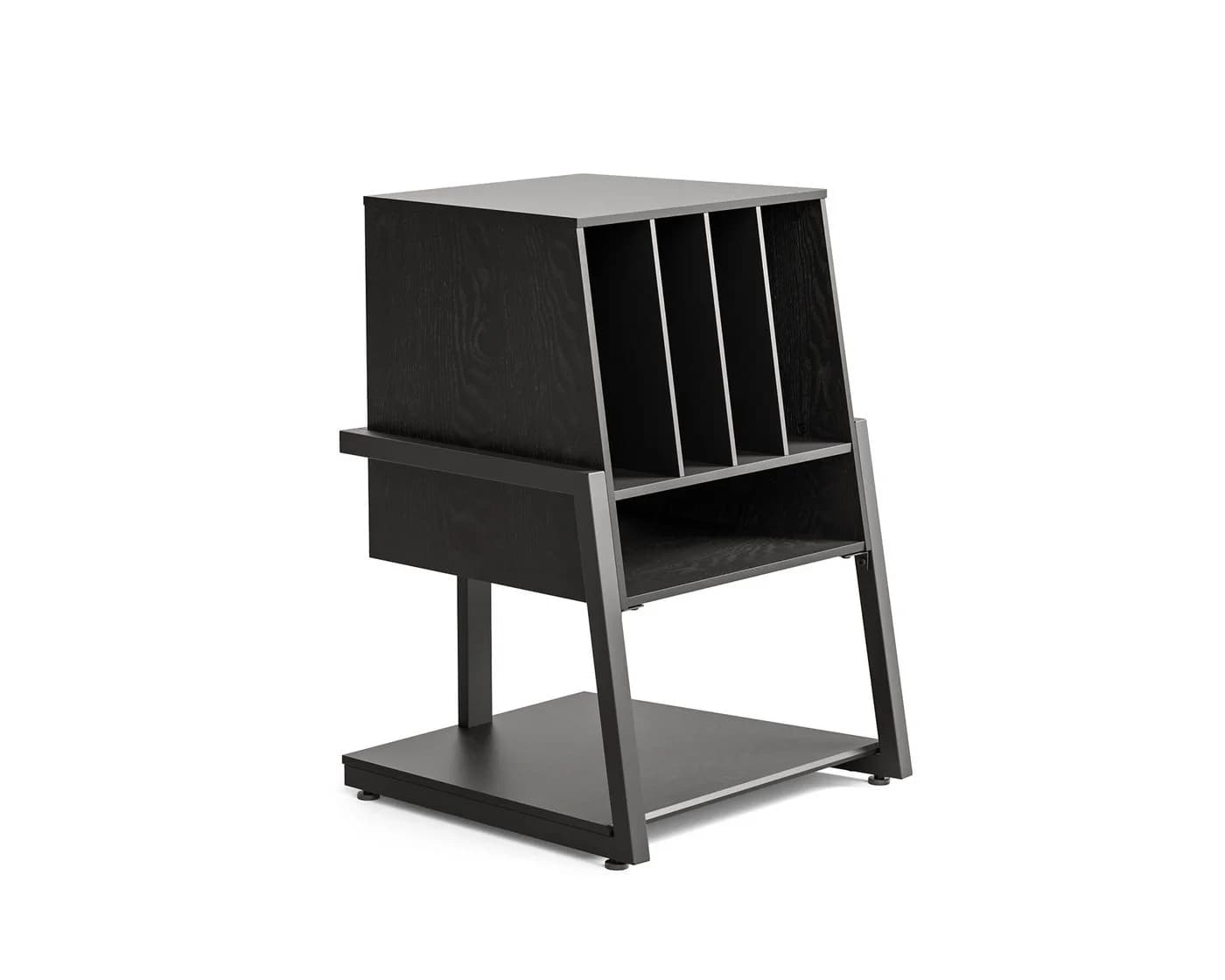 FITUEYES TV-Regal Plattenspieler Tisch HiFi Rack Holz Metall Schwarz - Bild 2