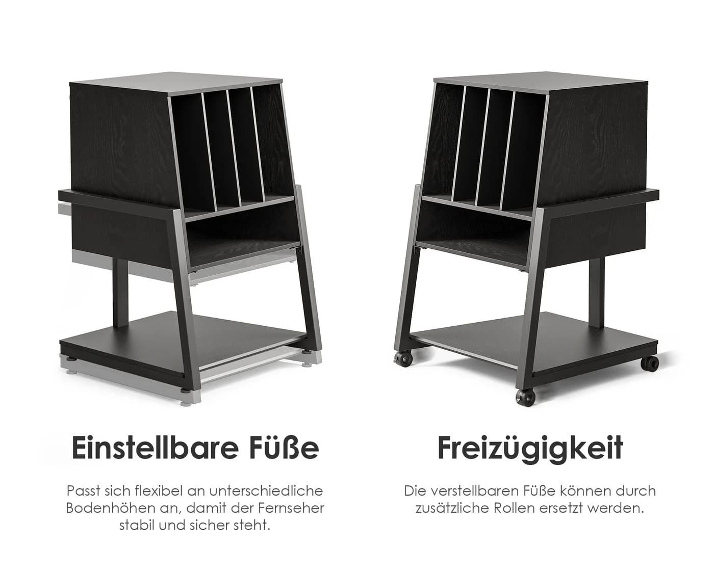 FITUEYES TV-Regal Plattenspieler Tisch HiFi Rack Holz Metall Schwarz - Bild 5