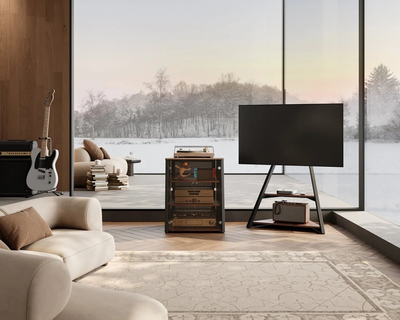 FITUEYES HIFI-Rack TV-Regal mit Glastüren und verstellbaren Böden - Bild 4