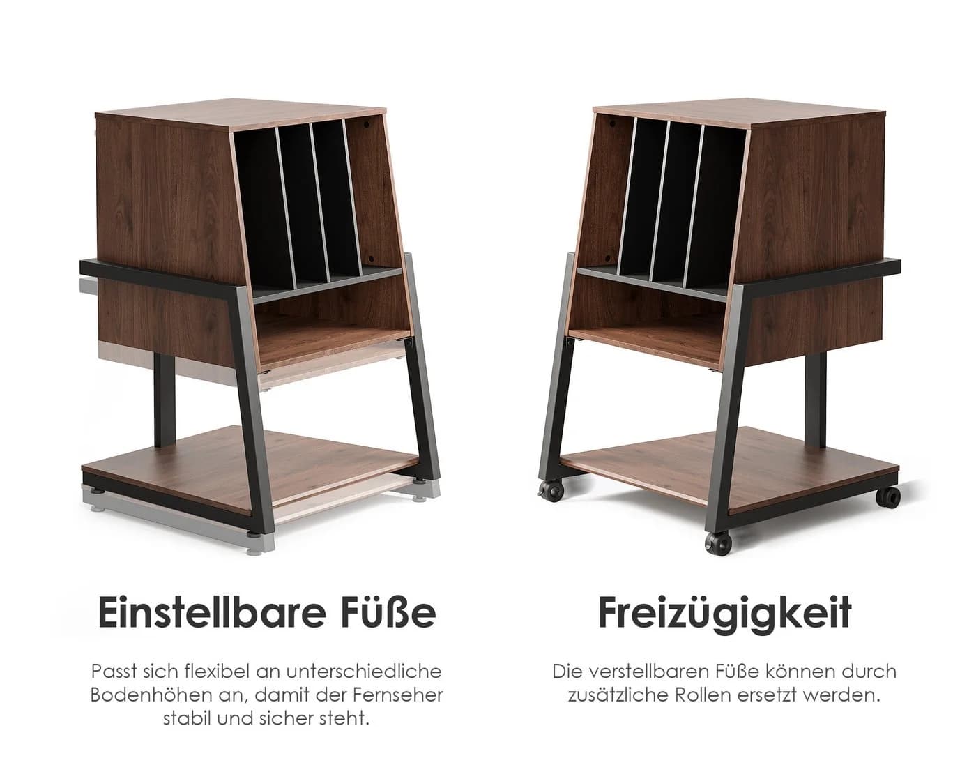 FITUEYES TV-Regal Plattenspieler Tisch HiFi Rack Holz Metall - Bild 4