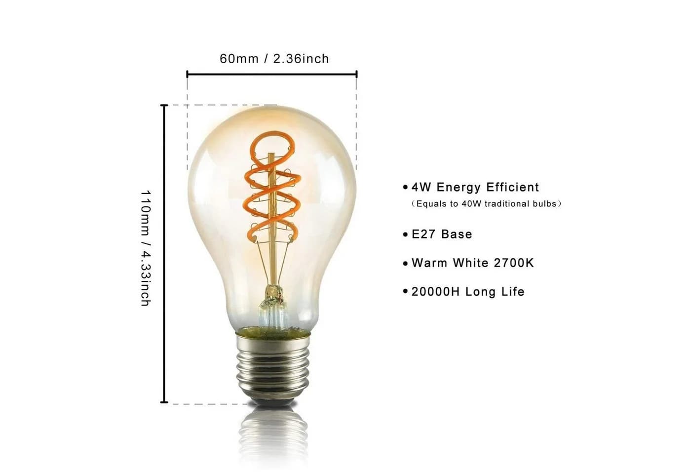 Nettlife LED-Leuchtmittel E27 A60 4W Warmweiß 3 St. - Bild 5
