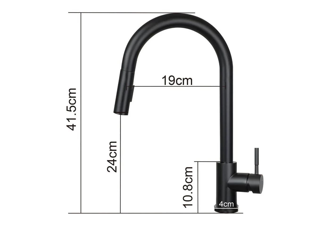Nettlife Küchenarmatur Wasserhahn Schwarz Ausziehbar 360° Drehbar Edelstahl - Bild 5