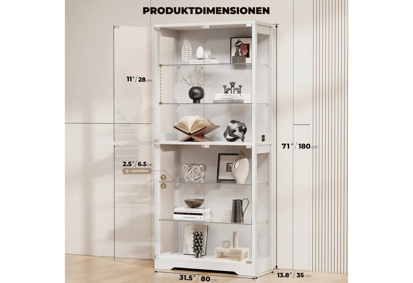 BROTTAR Vitrine aus Glas weiß mit LED-Beleuchtung - Bild 3