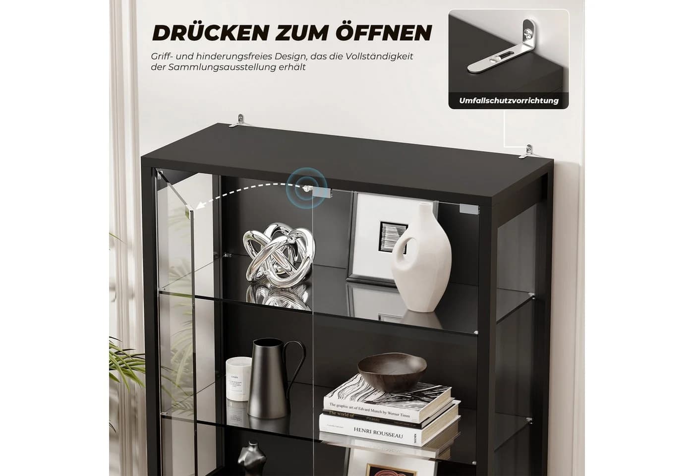BROTTAR Vitrine aus Glas, 6 Ebenen, LED-Beleuchtung, Schwarz - Bild 4