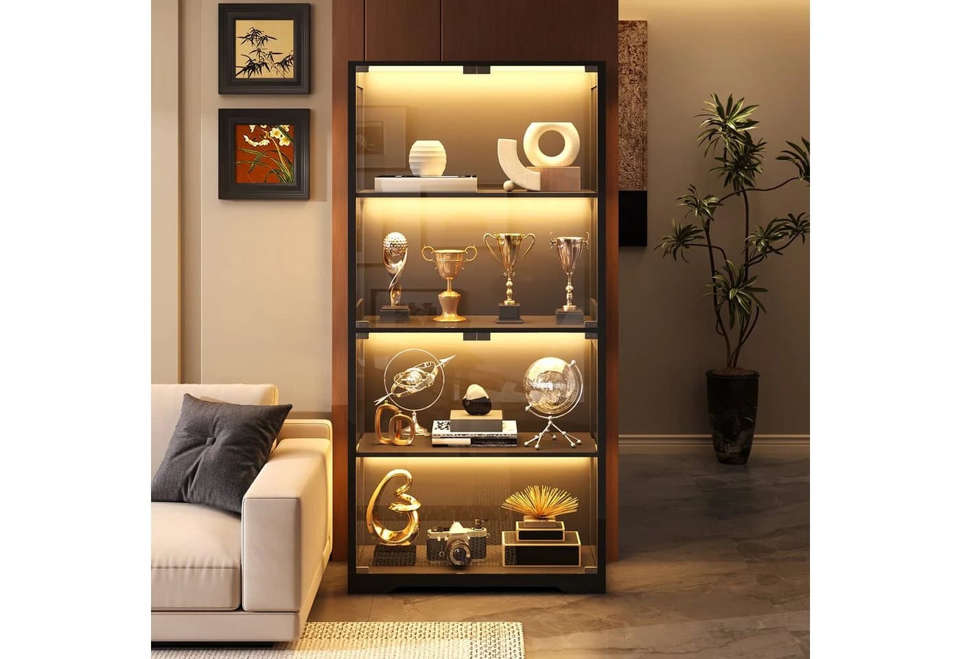 BROTTAR Glasvitrine mit LED 4 Ebenen Sensorsystem schwarz - Bild 2