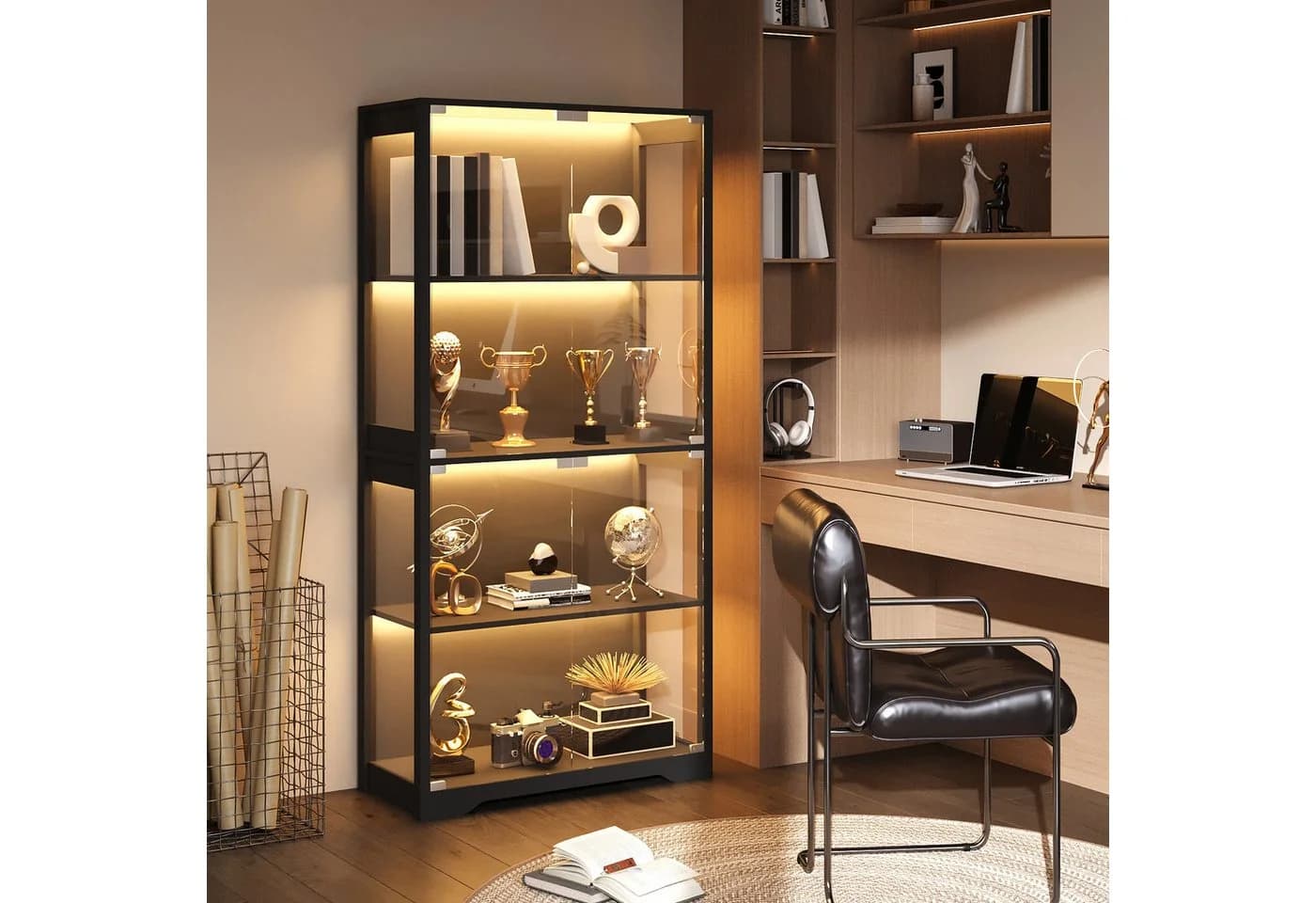 BROTTAR Glasvitrine mit LED 4 Ebenen Sensorsystem schwarz - Bild 4