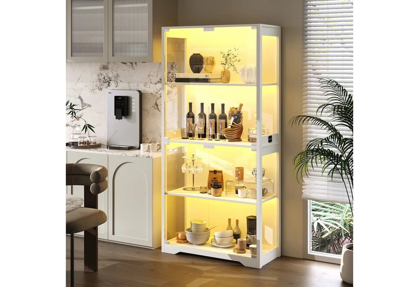 BROTTAR Glasvitrine mit LED und Sensorsystem, weiß