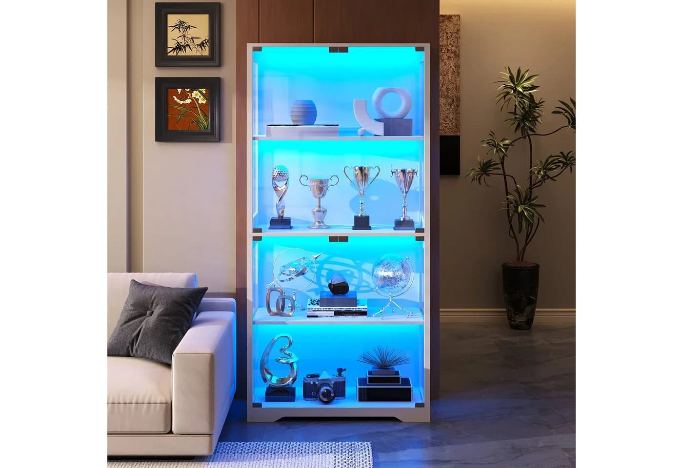 BROTTAR Glasvitrine mit LED und Sensorsystem, weiß - Bild 2