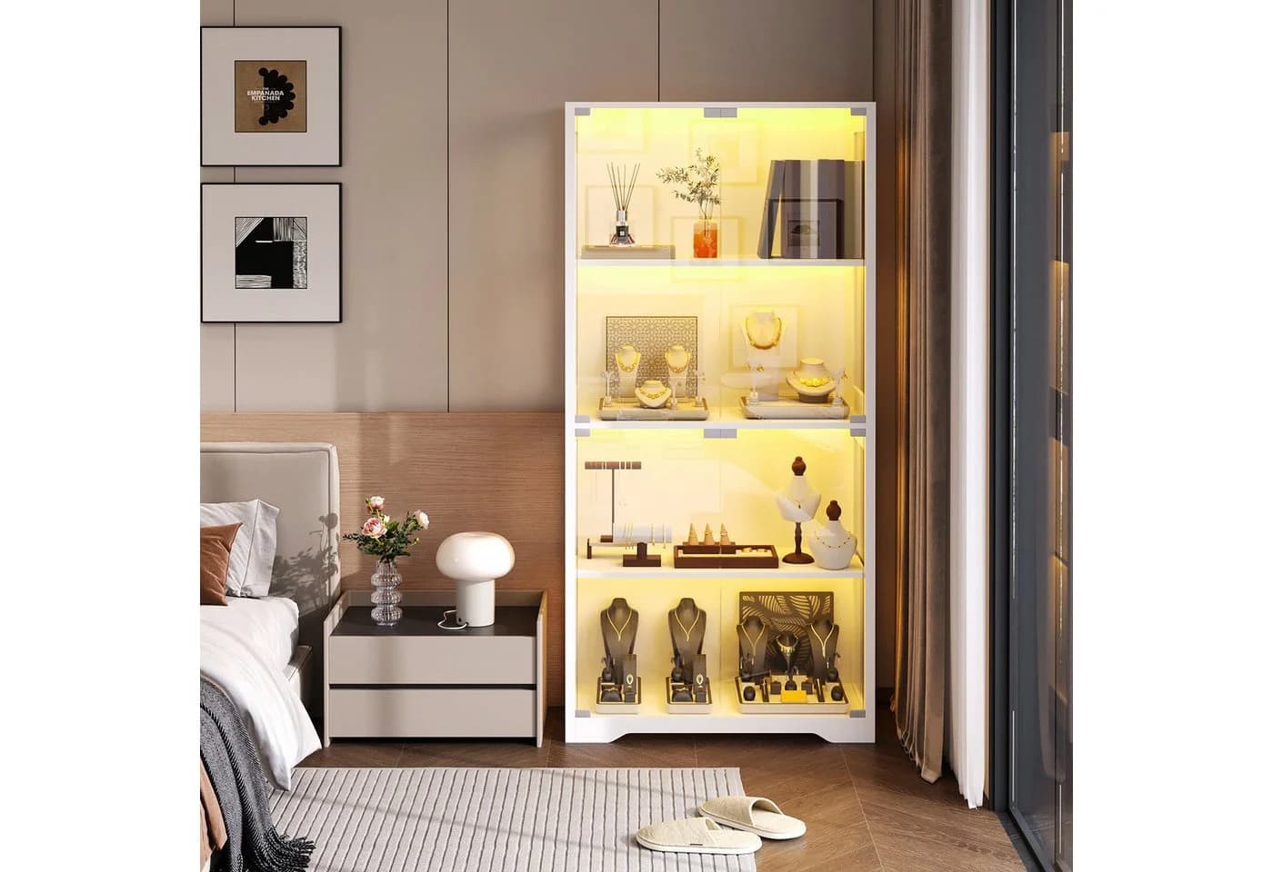 BROTTAR Glasvitrine mit LED und Sensorsystem, weiß - Bild 3