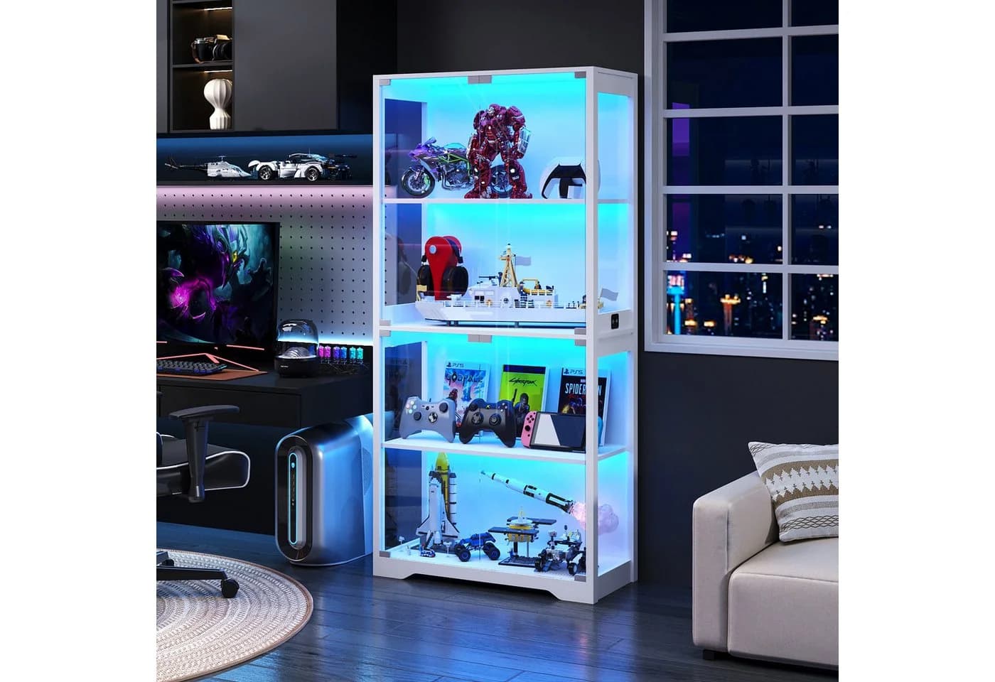 BROTTAR Glasvitrine mit LED und Sensorsystem, weiß - Bild 4