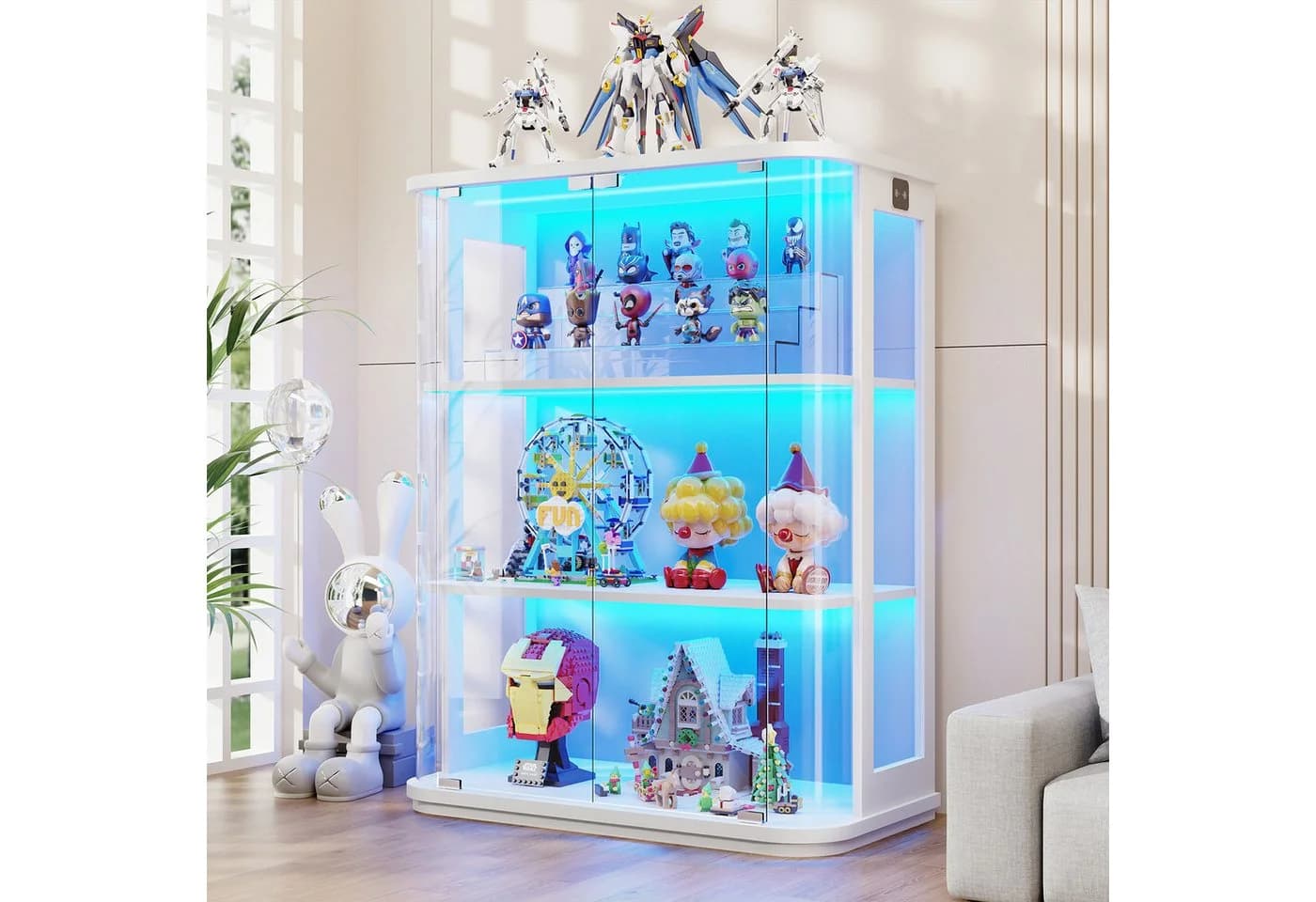 BROTTAR Glasvitrine Rund 4 Ebenen LED mit Sensor weiß - Bild 2